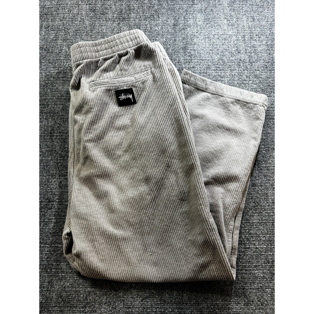 Stussy Men's Corduroy Lounge Pants Khaki Size 32x24 Cropped Fit